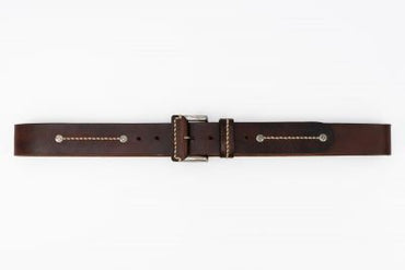 Reddish-Brown Trachten Belt with Decorative Stitching