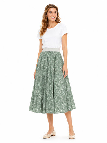 Berwin Traditional Skirt, Sage Green — 70cm