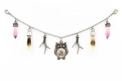 Womens Charivari with "owl" in antique silver