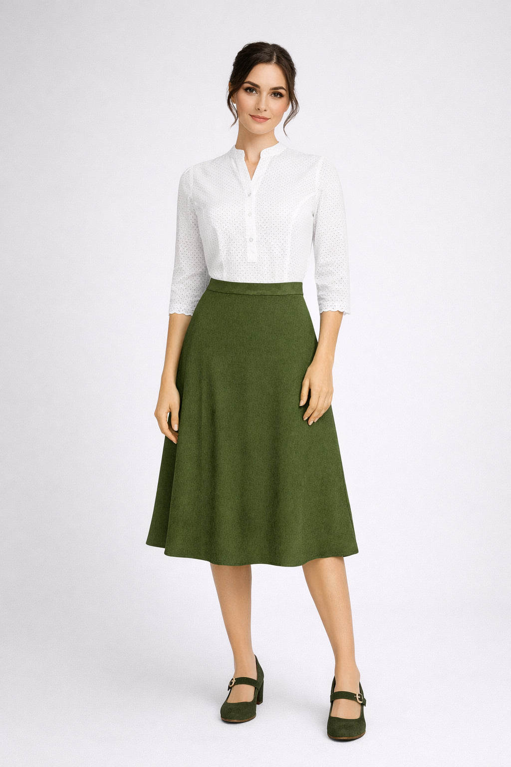 Berwin Traditional Skirt, Grün — 80cm