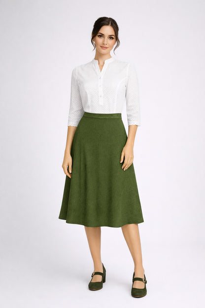 Berwin Traditional Skirt, Grün — 80cm