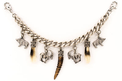 Charivari with ibex, horn and beard in antique silver