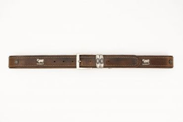 Women's Brown Trachten Belt with Edelweiss and Cow Appliqués