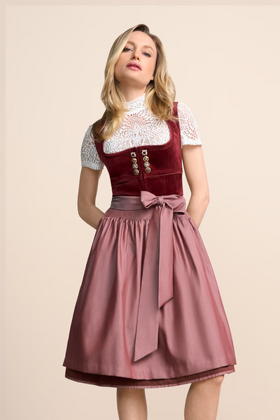 Kruger Midi Dirndl 2pcs. 60cm "Milda" red