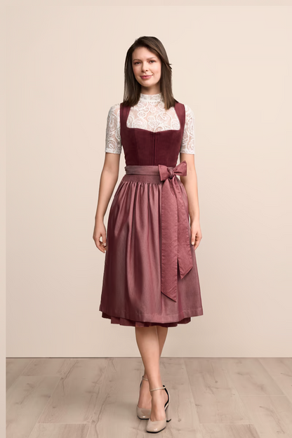 Kruger Long Dirndl 2pcs. 70cm "Veralyn" red