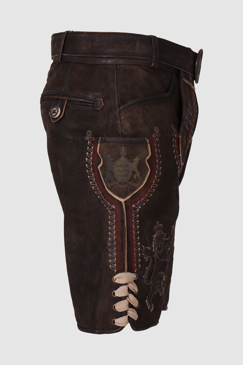 Kruger Men's Lederhosen "fearless" with belt dark brown (size 58)