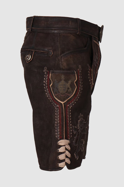 Kruger Men's Lederhosen "fearless" with belt dark brown (size 58)