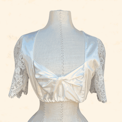 Ecru lace-sleeve dirndl blouse by Kruger Collection, size 36.