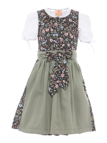 Barwolf Girls Dirndl 3 pcs. "Jule" floral green