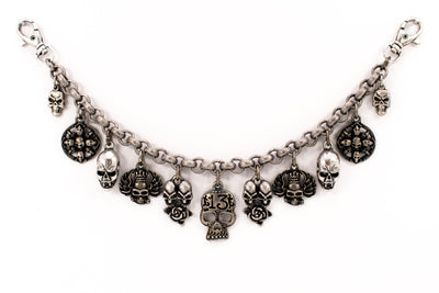 Charivari with various "skulls" in antique silver