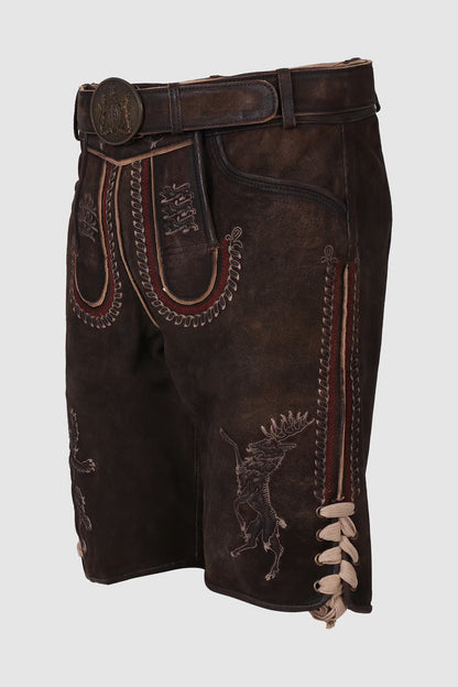 Kruger Men's Lederhosen "fearless" with belt dark brown (size 58)