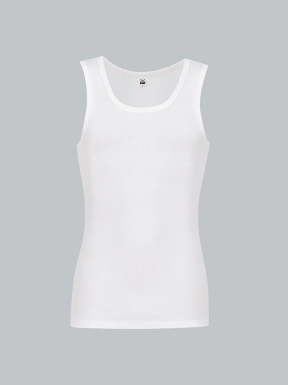 Trigema Premium Organic Cotton Dual Rib Tank-Top | Heavy-Duty White