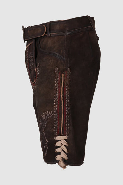 Kruger Men's Lederhosen "fearless" with belt dark brown (size 58)