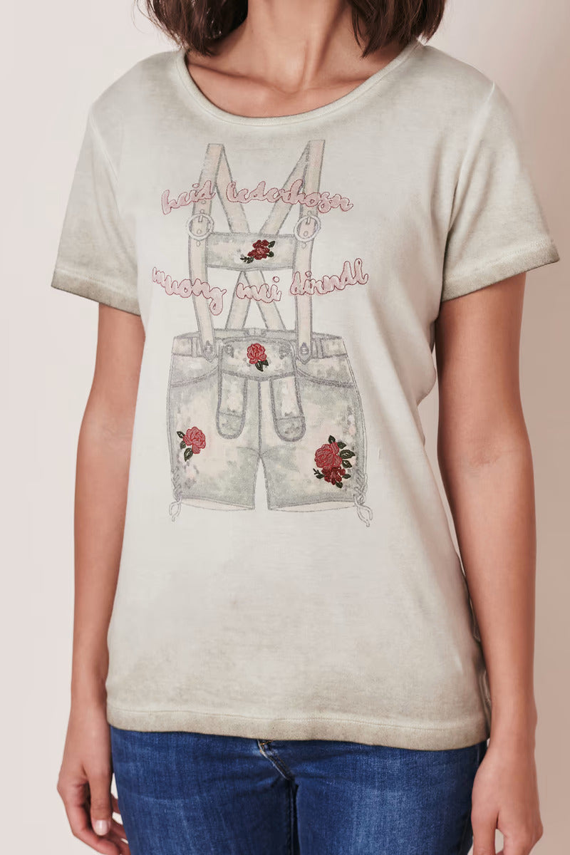 Woman's T-Shirt with Lederhosen Print