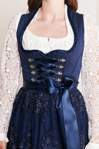 Kruger Long Dirndl 2pcs. 70cm "Maisie" blue (size 36 only)