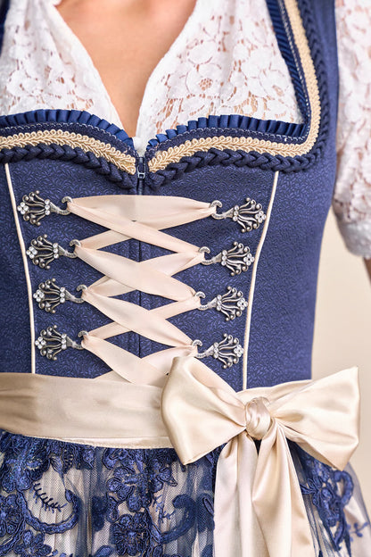 Kruger Long Dirndl 2pcs. 70cm "Quiana" blue (size 36 only)