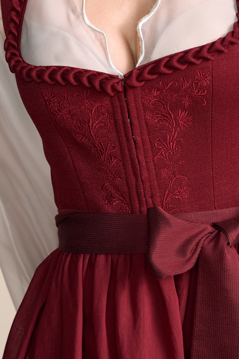 Krüger Gaetana Long Dirndl, Red — 70cm 2pc Set