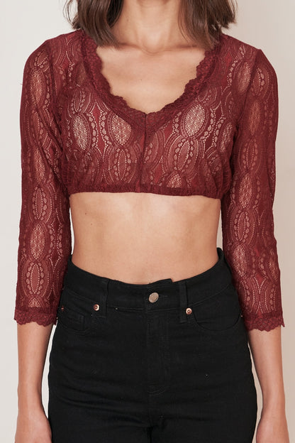 Kruger Hilke dirndl blouse in red, detail