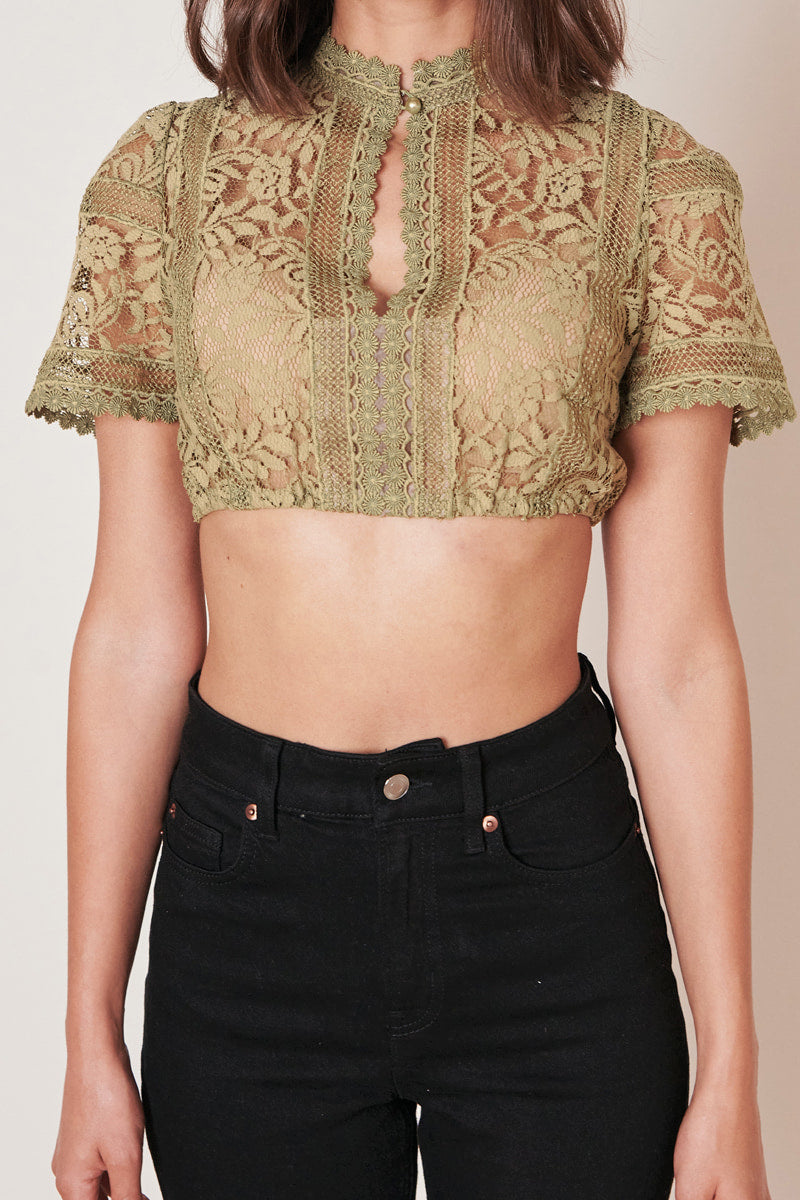 Kruger Benedicta dirndl blouse in green, detail