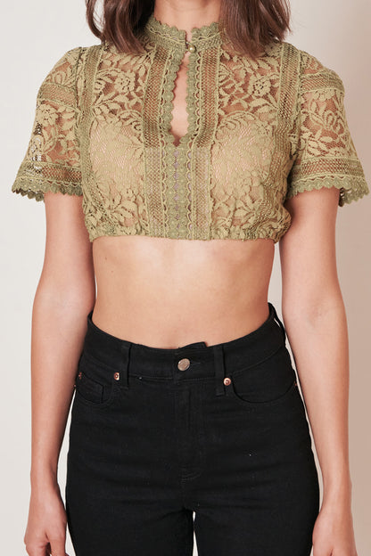 Kruger Benedicta dirndl blouse in green, detail