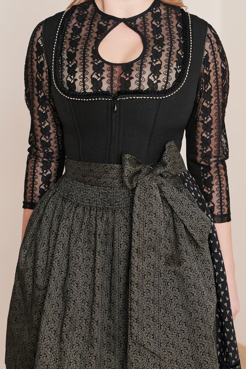 Kruger Midi Dirndl 2pcs. 60cm "Adalyn" black