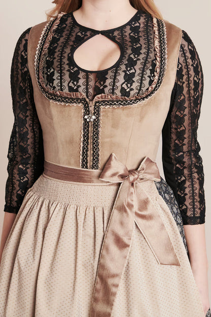 Kruger Selene Midi Dirndl, Brown — 60cm 2pc Set