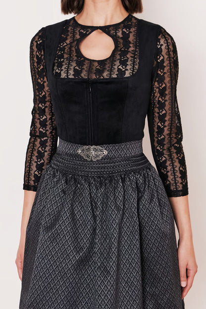 Kruger Midi Dirndl 2pcs. 60cm "Alisha" black