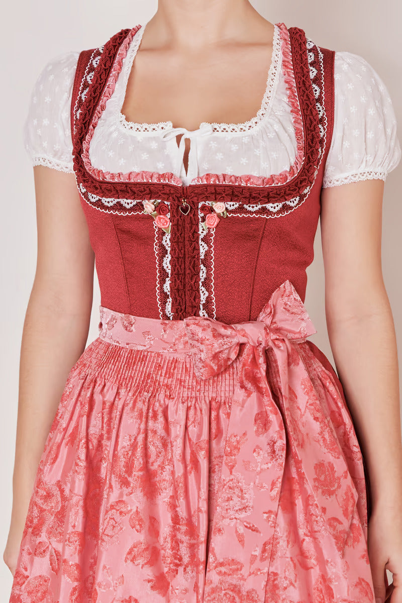 Kruger Midi Dirndl 2pcs. 60cm "Ulrika" red