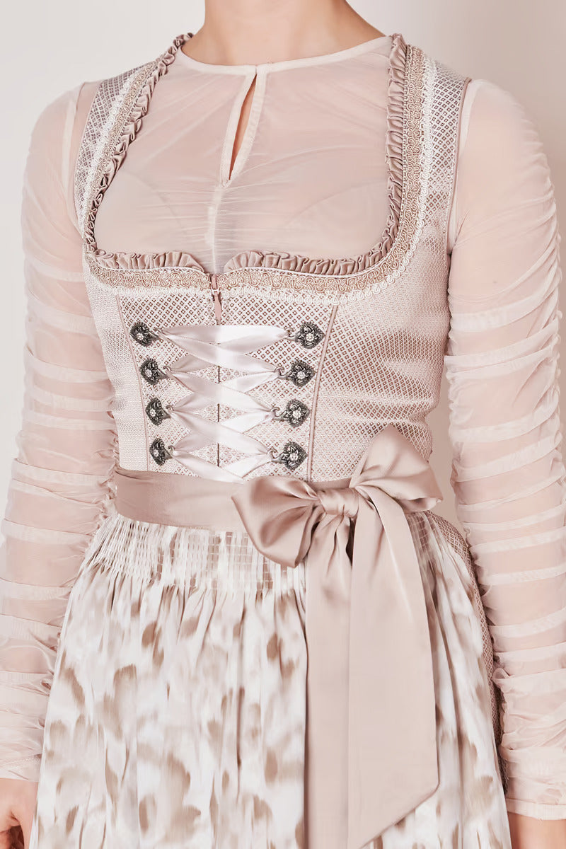 Kruger Midi Dirndl 2pcs. 60cm "Nemi" beige