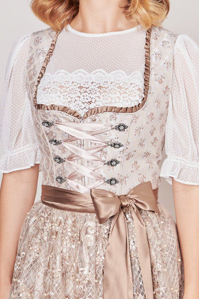 Midi Dirndl 2pcs. 60cm "Kalinda" beige