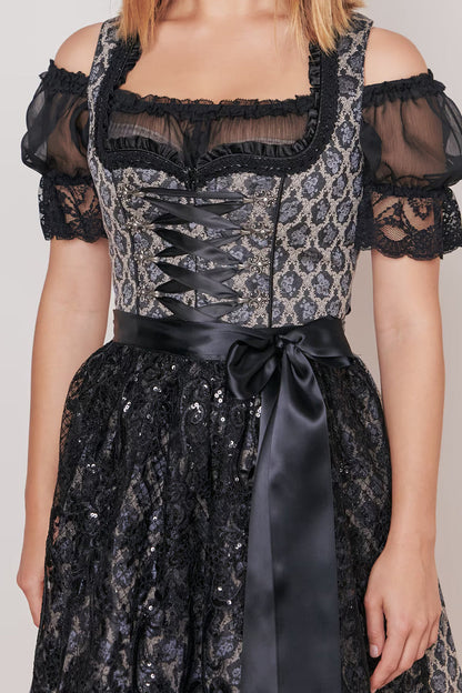 Kruger Midi Dirndl 2pcs. 60cm "Lonie" black (34)