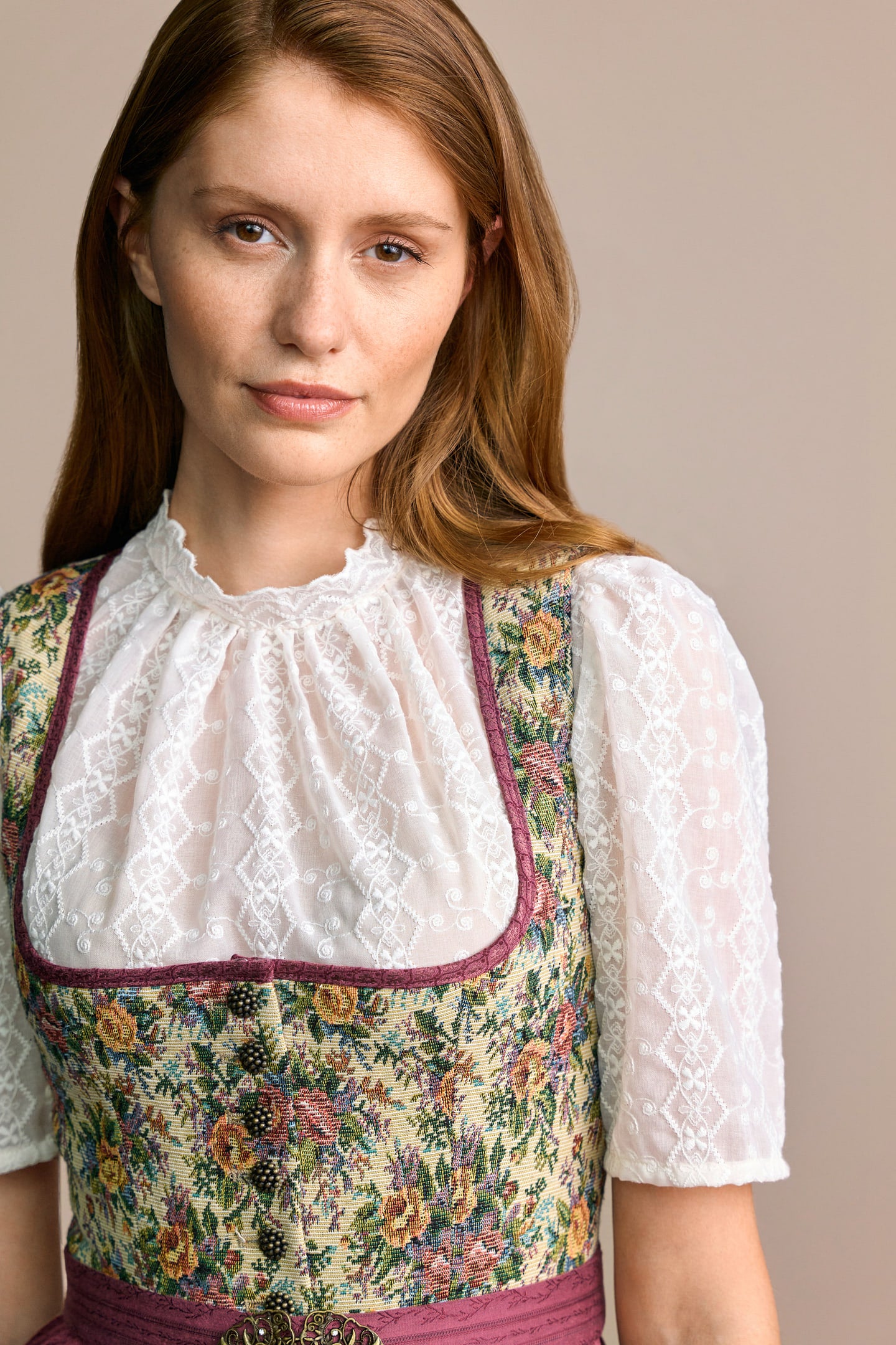 Julia Trentini Rosi Midi Dirndl, Beige — 60cm