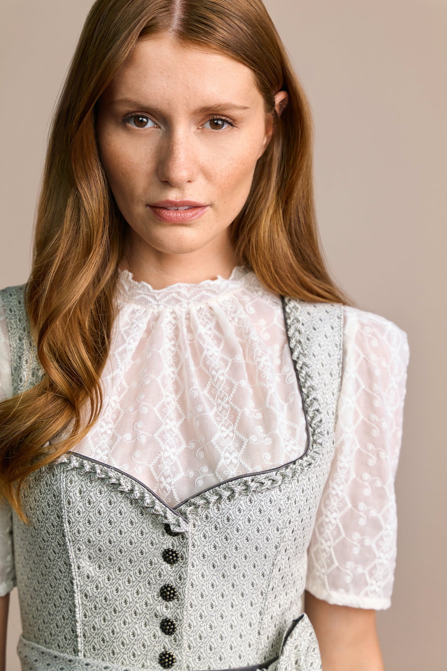 Julia Trentini Nisa Midi Dirndl, Beige — 60cm