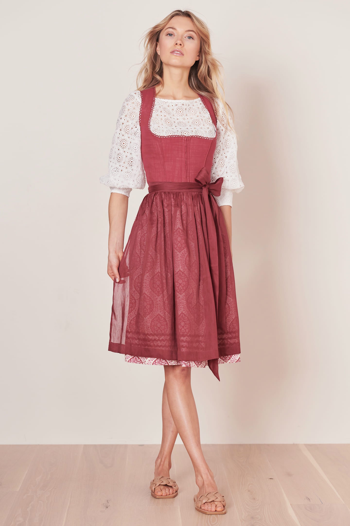 Julia Trentini Helma Midi Dirndl, Red — 60cm