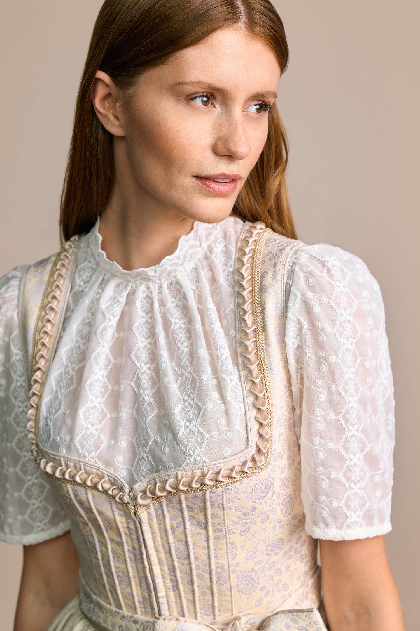 Julia Trentini Cecilia Midi Dirndl, Beige — 60cm