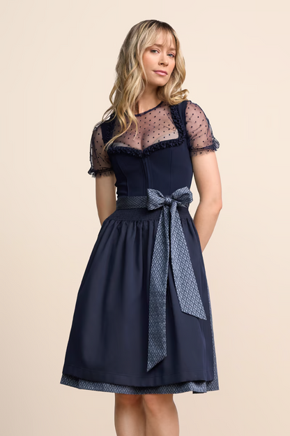Kruger Midi Dirndl 2pcs. 60cm "Anica" blue (36,40)