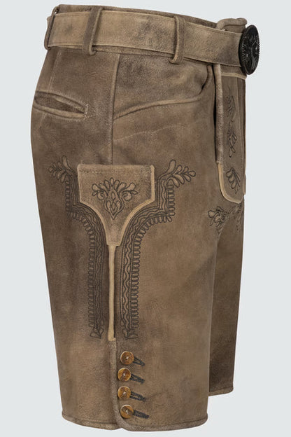 Trentini Men's Lederhosen "Emil" brown with belt