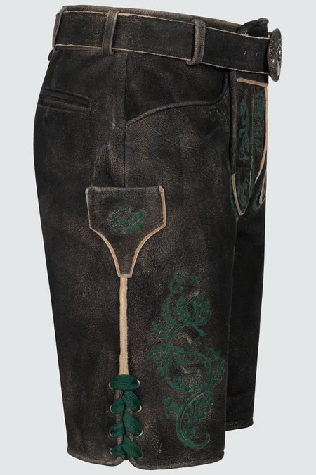 Trentini Men's Lederhosen "Oskar" dark brown with belt