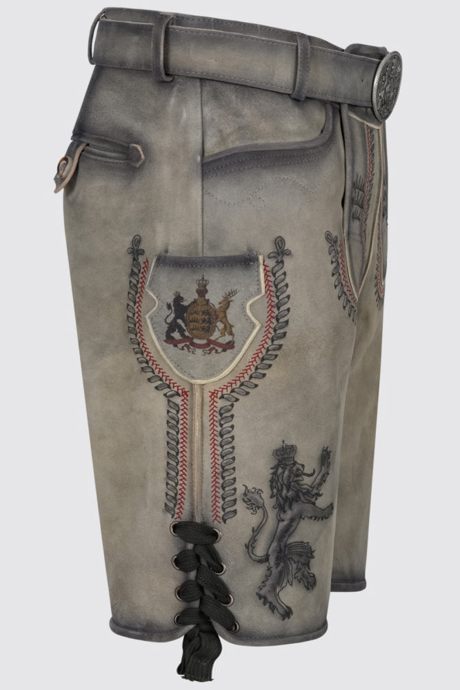Kruger Men's Lederhosen "fearless" with belt (grey) low stock