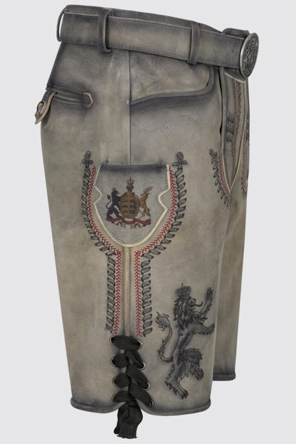 Kruger Men's Lederhosen "fearless" with belt (grey) low stock