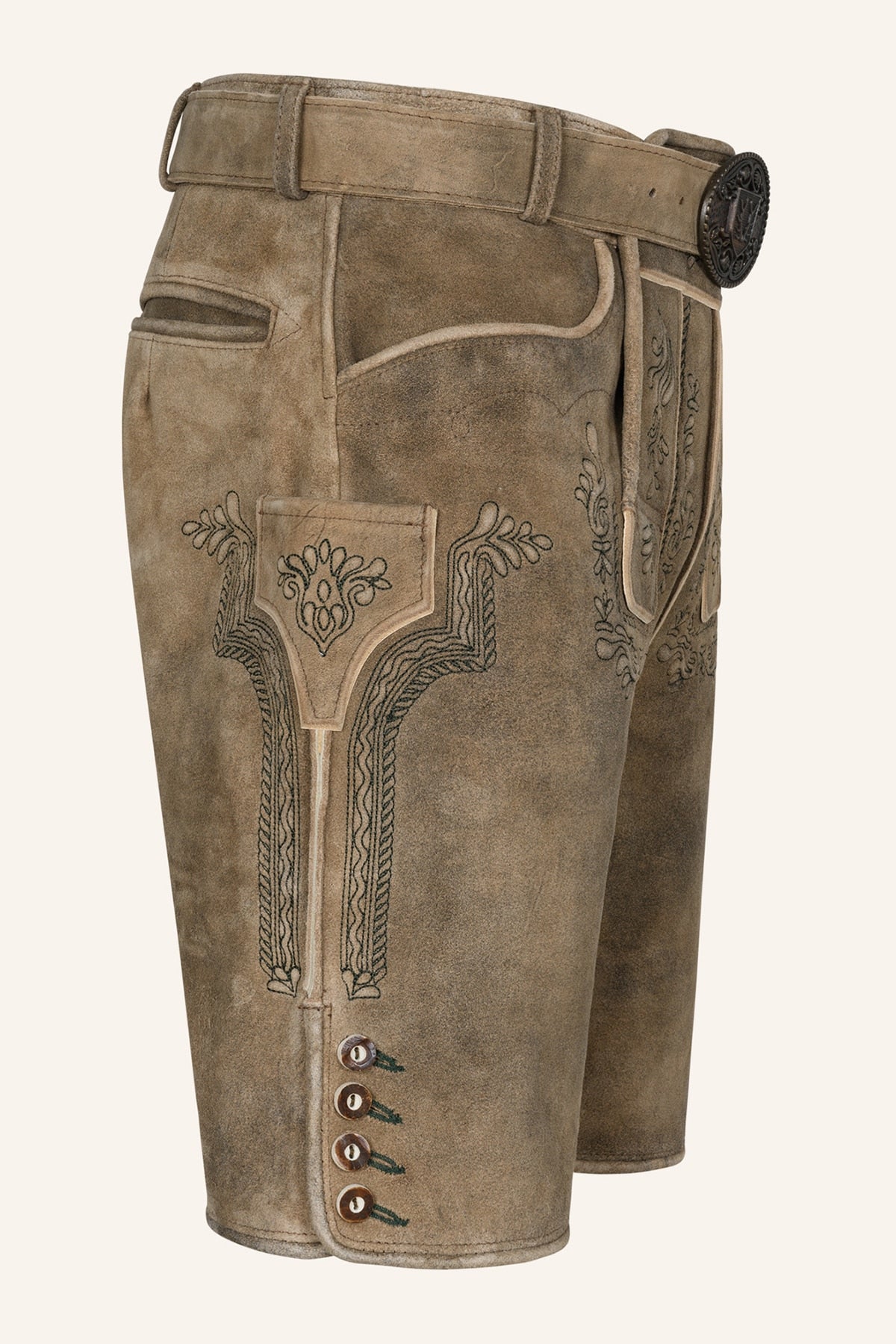 Kruger Karim lederhosen brown washed, detail