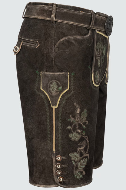 Kruger Men's Lederhosen "Adreon" (brown) with Belt (52)