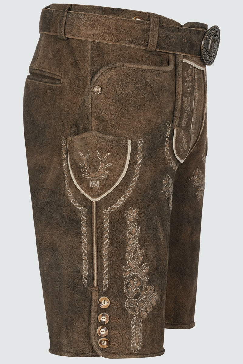 Lederhose Quan mit Gürtel