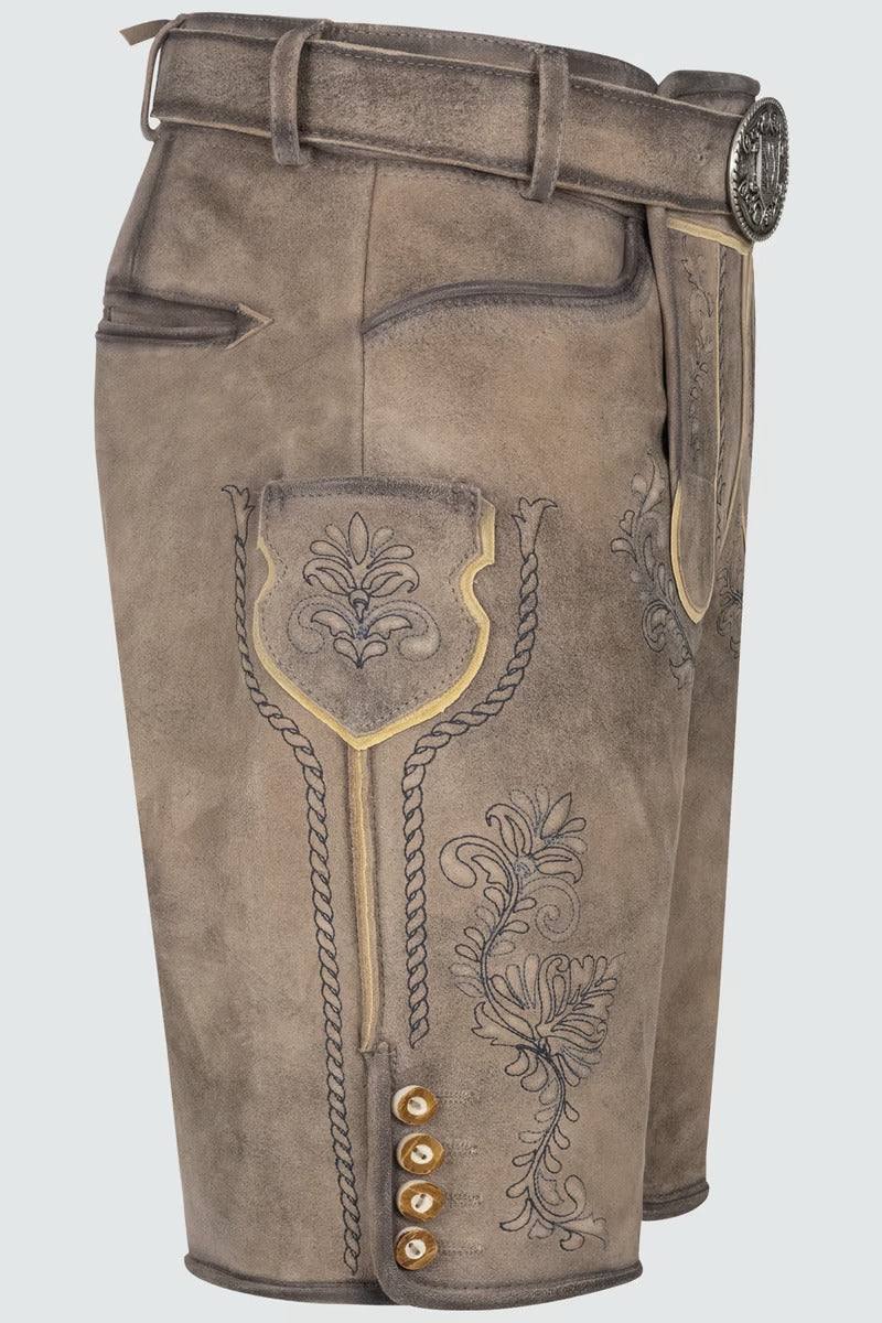 Kruger Men's Lederhosen "Brandon" (light brown) with Belt (56)