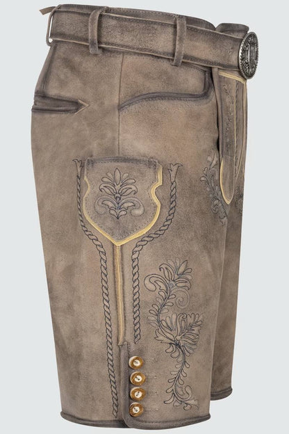 Kruger Men's Lederhosen "Brandon" (light brown) with Belt (56)