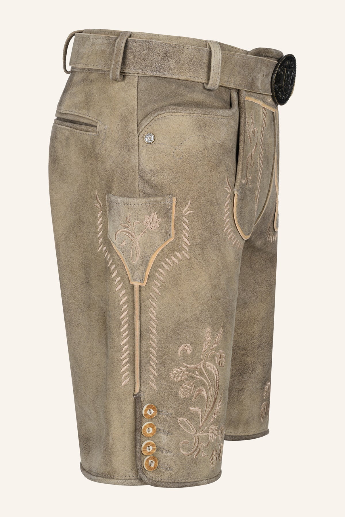 Kruger Ryann lederhosen beige, detail