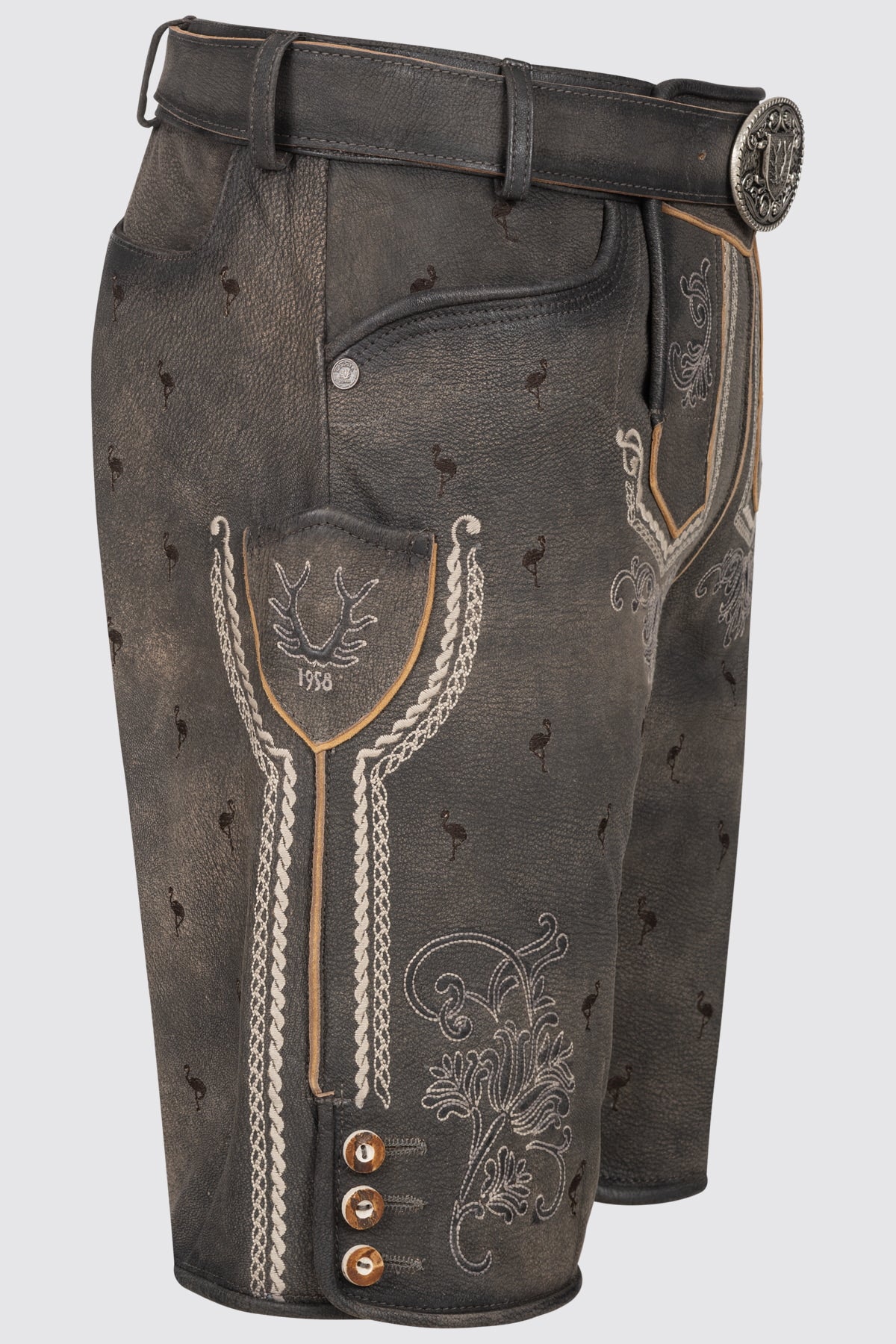 Kruger Udo lederhosen gray, detail