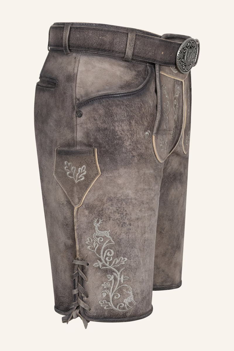 Kruger Men's Lederhosen "Zephar" with belt - Brown