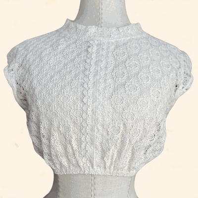 Ecru lace dirndl blouse from Kruger Collection, size 34, 100% polyester.