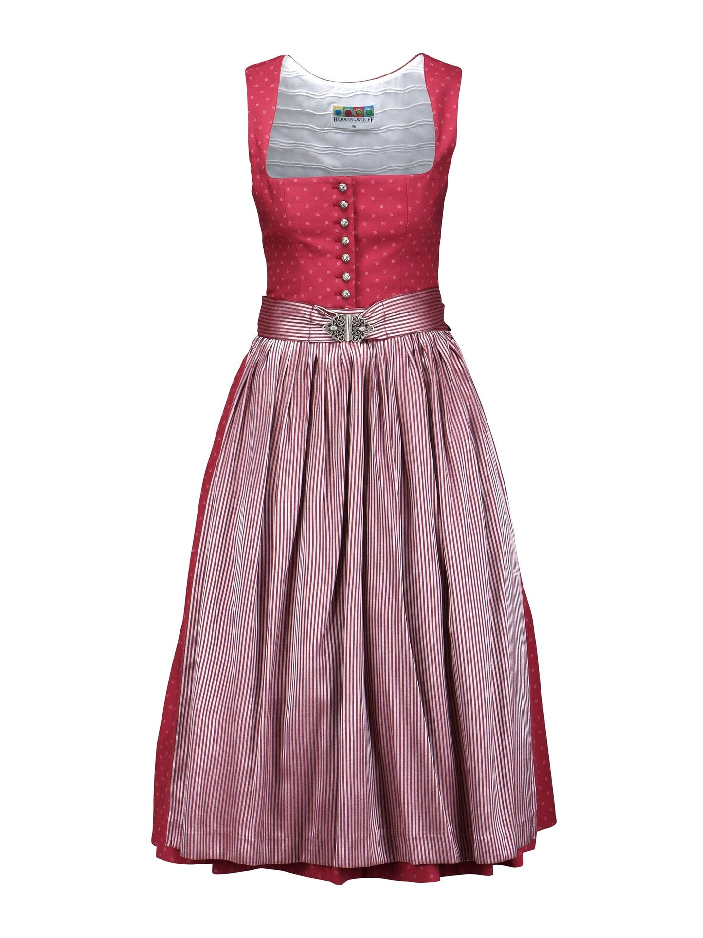Dirndl with striped apron and clasp